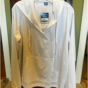New RipSkirt White Hoody XL UPF 40 Kangaroo Pocket Drawstring Beach or Casual